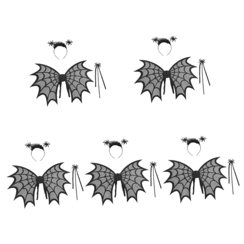Healeved 5 Sätze Halloween Kostümset mit Flügeln Lustigem Haarreif und Accessoires Set für Rollenspiele und Halloween Partys Schwarze Spinnen Healeved 5 Sätze Halloween Kostümset mit Flügeln Lustigem Haarreif und Accessoires Set für Rollenspiele und Halloween Partys Schwarze Spinnen von Healeved