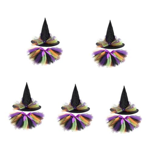 Healeved 5 Sätze Hexenkostüm für Ripsband und Hut Bequemes Halloween Kostüm für Junge Mädchen für Karneval und Partys von Healeved