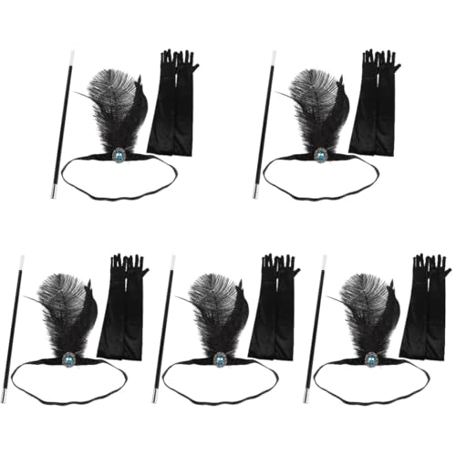Healeved 5 Sätze Jahre Flapper Zubehör für Frauen Kostüm Headband und Handschuhe für Party Halloween und Cosplay Stilvolle Vintage Accessoires mit Einzigartigem Design Healeved 5 Sätze Jahre Flapper Zubehör für Frauen Kostüm Headband und Handschuhe für Party Halloween und Cosplay Stilvolle Vintage Accessoires mit Einzigartigem Design von Healeved