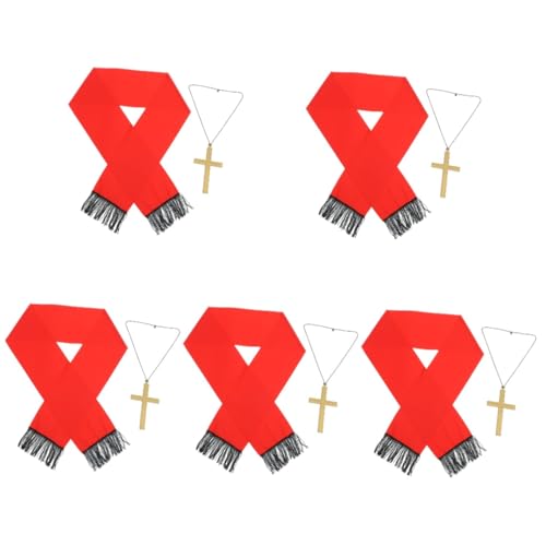 Healeved 5 Sätze Kostüm Zubehör für Halloween mit Kreuz Anhänger und Schal für Cosplay und Festlichkeiten für Foto Props und Dekoration von Healeved