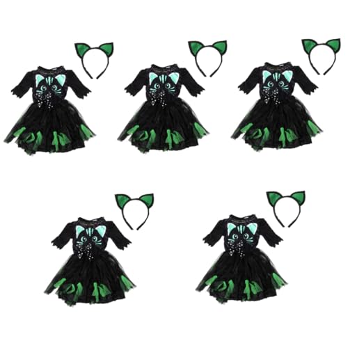 Healeved 5 Sätze Kostümset Mädchen Katzenkostüm für Halloween Niedliches Cat Dress mit Katzenohren Stirnband für Karneval Cosplay und Bühnenaufführungen Healeved 5 Sätze Kostümset Mädchen Katzenkostüm für Halloween Niedliches Cat Dress mit Katzenohren Stirnband für Karneval Cosplay und Bühnenaufführungen von Healeved