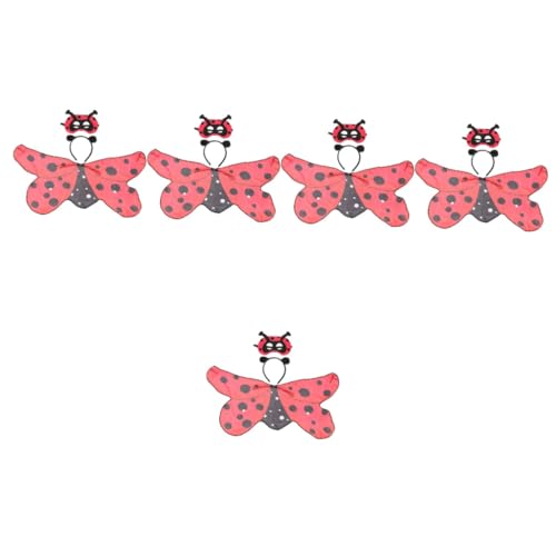 Healeved 5 Sätze Kostümset für Marienkäfer Maske Flügeln und Haarschmuck für Halloween Karneval und Bühnenaufführungen von Healeved