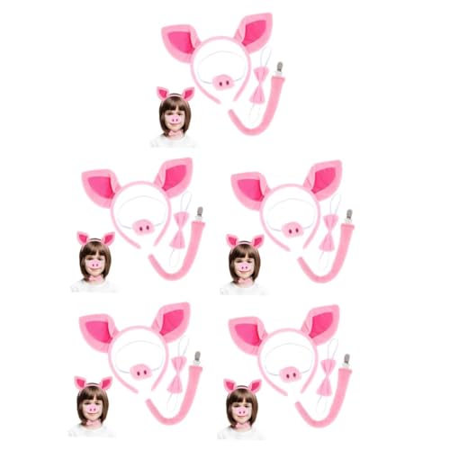 Healeved 5 Sätze Kuscheliges Schweine Set mit Rosa Ohren Fliege und Nasen Accessoire Weiches Stirnband für Tierkostüm für Halloween Cosplay Partys und Spa Anwendungen Healeved 5 Sätze Kuscheliges Schweine Set mit Rosa Ohren Fliege und Nasen Accessoire Weiches Stirnband für Tierkostüm für Halloween Cosplay Partys und Spa Anwendungen von Healeved