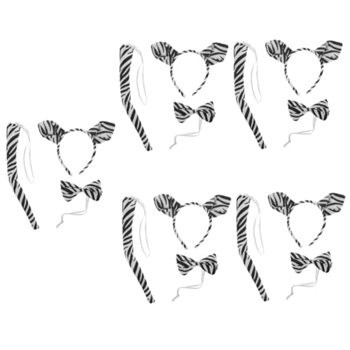 Healeved 5 Sätze Ohren Stirnband Kostüme Party Zebra-Kostüm Flexibel tierisches Haarband Halloween-Kopfschmuck Stirnband mit Zebraohren Tierohren für Cosplay Stoff von Healeved