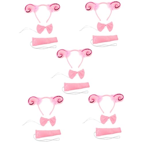 Healeved 5 Sätze Tierkostüm Set mit Schafshorn Haarband und für Halloween und Cosplay Perfektes Accessoire für und Partys Kreative Tierohren Leuchtenden Farben von Healeved