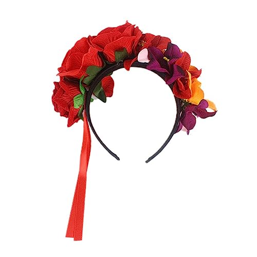 Healeved 5 Stück Blumenhaarband Damen Rote und Haarkranz Festival Haarreif Halloween Party Haarschmuck für Cosplay und Festliche Anlässe von Healeved