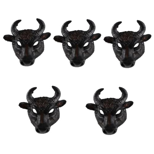 Healeved 5 Stück Bull Mask Tiermaske für Halloween Verstellbare Halbmaske mit Einzigartigem Design für Kostümparty Karneval und Cosplay Healeved 5 Stück Bull Mask Tiermaske für Halloween Verstellbare Halbmaske mit Einzigartigem Design für Kostümparty Karneval und Cosplay von Healeved