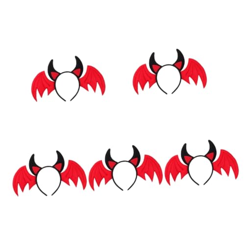 Healeved 5 Stück Fledermaus Ohren Stirnband für Mädchen Rotes Halloween Haaraccessoire mit Flügeln für Kostümpartys Langlebig und Kreativ Gestaltet für Fotos und Tägliches Tragen von Healeved