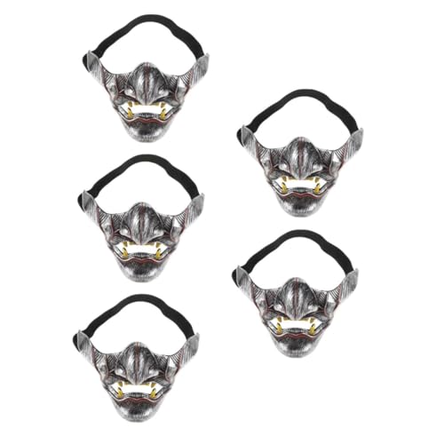 Healeved 5 Stück Hälftgesicht Maske Prächtige Prajna Samurai Maske für Halloween Cosplay Themenpartys mit Feiner Handwerkskunst und Eindrucksvollem Design von Healeved