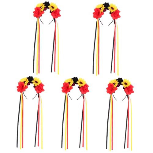 Healeved 5 Stück Halloween Blumen Haarband mit Rosen und Ripsband für Künstliche Blütenkrone für Halloween Partys Karneval und Besondere Anlässe für Mädchen und Damen von Healeved