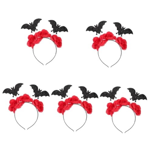 Healeved 5 Stück Halloween Haarreif mit Schwarzen Spinnen und Roten Blumen Cosplay Kopfschmuck für Damen Perfektes Accessoire für Halloween Partys und Kostüme von Healeved