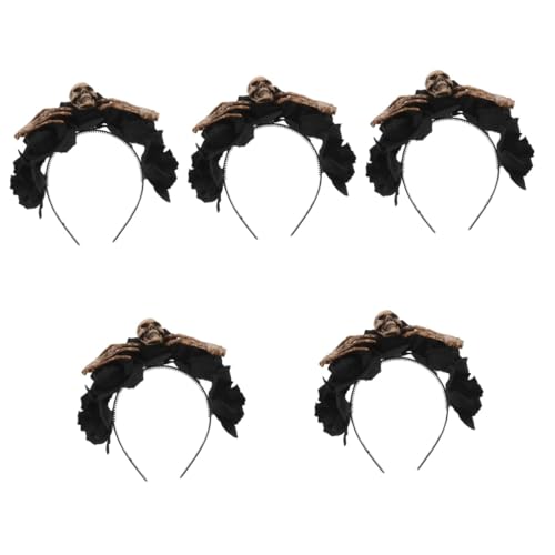 Healeved 5 Stück Halloween Haarreif mit Skelettkopf und Blumen Kostümzubehör für Halloween und Themenpartys für Fotomomente Blickfang bei Feierlichkeiten von Healeved