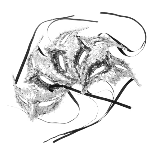 Healeved 5 Stück Halloween Halbgesichts Masken Damen Glänzend Flexible Kostüm Masken für Halloween Karneval Hochzeit Ball Karnevalsparty Cosplay von Healeved