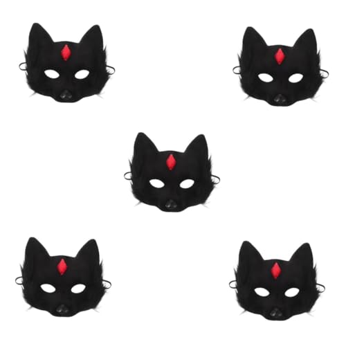 Healeved 5 Stück Halloween Katzenmaske Halbgesichts Cosplay Maske Leicht Komfortabel für Party Erwachsene Einzigartiges Design und Detaillierte Verarbeitung von Healeved