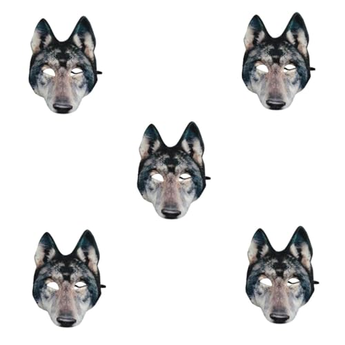 Healeved 5 Stück Halloween Wolf Maske Tiermaske für Kostümpartys Realistische Werwolf Maske Weichem Material Verstellbar für Angenehmen Sitz für Halloween Cosplay und Mottopartys Healeved 5 Stück Halloween Wolf Maske Tiermaske für Kostümpartys Realistische Werwolf Maske Weichem Material Verstellbar für Angenehmen Sitz für Halloween Cosplay und Mottopartys von Healeved