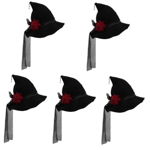 Healeved 5 Stück Hexenhut für mit Bowknot und Blumen Eleganter Halloween Hut für Kostümpartys Einzigartiges Cosplay Accessoire mit Kreativem Design für Rollenspiele und Feiern Healeved 5 Stück Hexenhut für mit Bowknot und Blumen Eleganter Halloween Hut für Kostümpartys Einzigartiges Cosplay Accessoire mit Kreativem Design für Rollenspiele und Feiern von Healeved