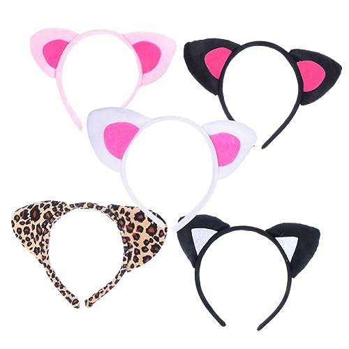Healeved 5 Stück Katzenohren Haarreif Teiliges Kit für Erwachsene für Cosplay Partys und Besondere Anlässe Einzigartiges Design Passend für Verschiedene Frisuren Rutschfeste Kreative von Healeved