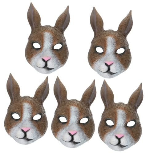 Healeved 5 Stück Lustige Halloween Kaninchenmaske Atmungsaktive Cosplay Maske für Partys für Halloween Kostümpartys und Schaurige Anlässe Sicheres PU Material Einzigartiges Design für von Healeved
