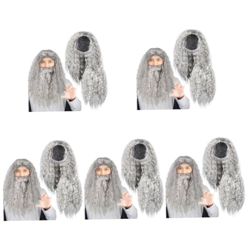 Healeved 5 Stück Perücke und Set Langhaarige Graue Kostüm Accessoire für Halloween und Cosplay Realistischer Look Hochwertiges Pet Material für Fotografie und Partys Healeved 5 Stück Perücke und Set Langhaarige Graue Kostüm Accessoire für Halloween und Cosplay Realistischer Look Hochwertiges Pet Material für Fotografie und Partys von Healeved