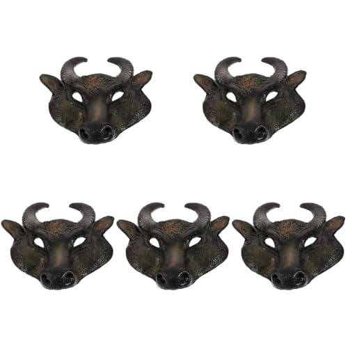 Healeved 5 Stück Realistische Bullkopfmaske für Halloween und Kostümpartys Strapazierfähige PU Maske Wiederverwendbar Anpassbar Dekoration für Fotos und Feiern von Healeved