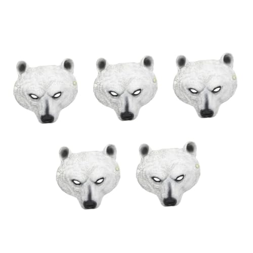 Healeved 5 Stück Realistische PU Tiermaske Komfortable Nordpolbärenmaske für Halloween und Kostümpartys Elastisch und Atmungsaktiv für Erwachsene und Karnevalsveranstaltungen von Healeved