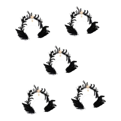 Healeved 5 Stück Schwarzes Haarband für Damen Lolita Krone für Cosplay Halloween und Feste Vielseitiges Kopfschmuck Accessoire mit Vintage und Exzellentem Dekorationseffekt von Healeved