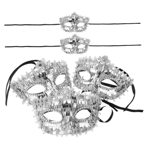 Healeved 5 Stück Teiliges Silberne Halbgesichts Masken für Erwachsene Leichte Halloween Augenmasken Flexible und Kostüm Accessoires für Maskenbälle Partys und Festliche Anlässe von Healeved