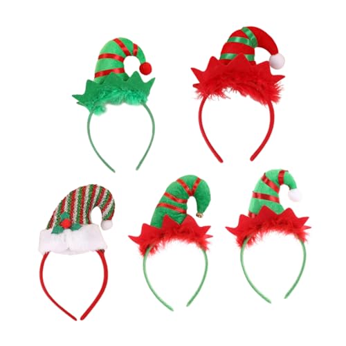 Healeved 5 Stück Teiliges Weihnachts Haarband Haaraccessoires mit Glocken Federn und Buntem Hutdesign für Party Festliche Dekoration und Kostüm für Weihnachten und Kinderveranstaltungen von Healeved
