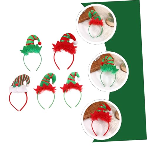 Healeved 5 Stück Teiliges Weihnachts-haarband Lustige Party-haaraccessoires mit Glocken Federn und Farbigen Mützen Leichter und Bequemer Kopfschmuck für Weihnachtsfeiern und Kostümpartys von Healeved