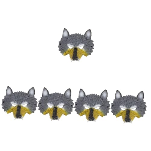 Healeved 5 Stück Wolf Kopf Maske für Halloween Cosplay Realistische Tiermaske für Kostümparty Karneval Spaß Aufregung für Freunde und Familie Hochwertige Verarbeitung für Themenpartys von Healeved