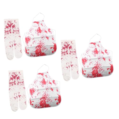 Healeved 6 Stck. Blutsocken und Blutschürzeanzug Halloween-Schürze Cosplay -Kostüm Halloween-Socken Healeved 6 Stck. Blutsocken und Blutschürzeanzug Halloween-Schürze Cosplay -Kostüm Halloween-Socken von Healeved