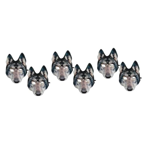 Healeved 6 Stck. Realistische Wolfsmasken Eva Halbe Gesichtsmasken mit Detailgetreuem Design Leicht Wiederverwendbar Verstellbar für Halloween Karneval Kostümparty und Cosplay von Healeved