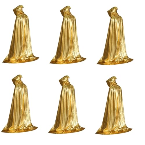 Healeved 6 Stück Helles Tuchsumhang Halloween-Mantel für Erwachsene Cooler Mantel Halloween-Umhänge Kleidung Halloween-Umhang mit Kapuze Halloweenkostüm Unisex -Kapuze -Umhang Golden Healeved 6 Stück Helles Tuchsumhang Halloween-Mantel für Erwachsene Cooler Mantel Halloween-Umhänge Kleidung Halloween-Umhang mit Kapuze Halloweenkostüm Unisex -Kapuze -Umhang Golden von Healeved