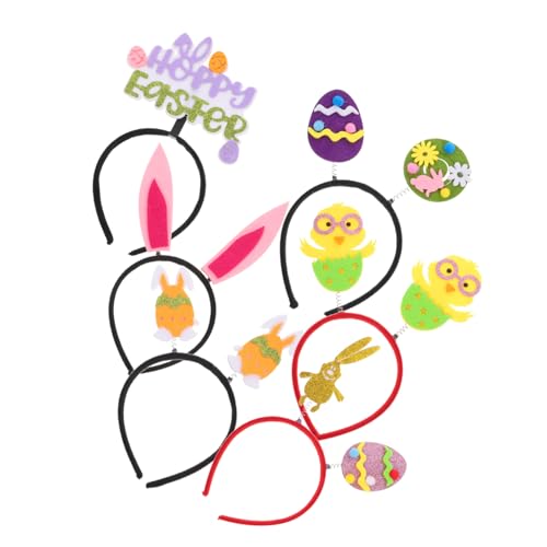 Healeved 6 Stück Osterhaarbänder Teiliges Dekoratives Stirnband für Süße Hasenohren Bunte Eier Accessoire für Ostern Partys und Kostüme von Healeved