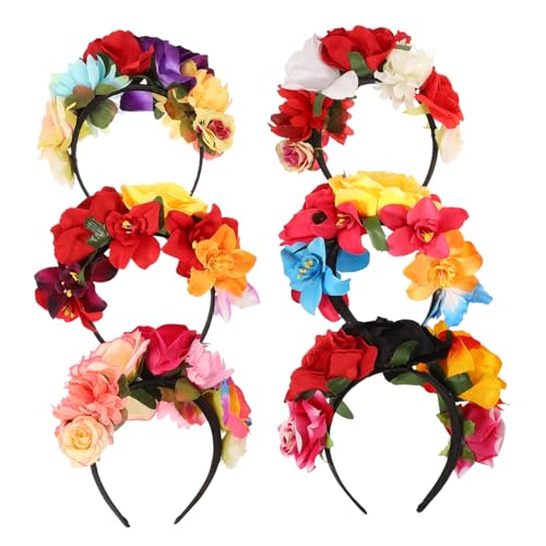 Healeved 6 Stück Teiliges Halloween Stirnband Vintage Rosen Haarreif Leichte Kopfbedeckung für Damen Flexibel Robust für Party Karneval Mexikanischer Stil Goth Headbands Healeved 6 Stück Teiliges Halloween Stirnband Vintage Rosen Haarreif Leichte Kopfbedeckung für Damen Flexibel Robust für Party Karneval Mexikanischer Stil Goth Headbands von Healeved