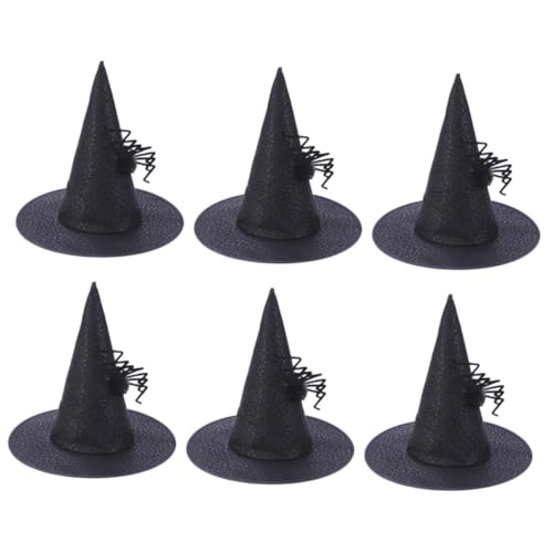 Healeved 6 Stück Teiliges Hexenhut Spinnendesign Halloween-kostümaccessoire Langlebige Stoffhüte für Party Cosplay und Festliche Dekoration Schwarzer Filzhut für Damen und Herren von Healeved
