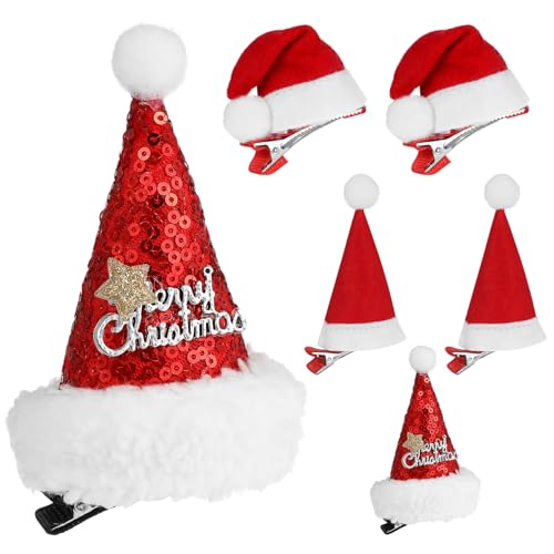 Healeved 6 Weihnachts-Haarspangen Süße Glitzer-Pailletten-Weihnachtsmütze Haarspangen Kleine Weihnachts-Haar-Accessoires Für Mädchen Healeved 6 Weihnachts-Haarspangen Süße Glitzer-Pailletten-Weihnachtsmütze Haarspangen Kleine Weihnachts-Haar-Accessoires Für Mädchen von Healeved