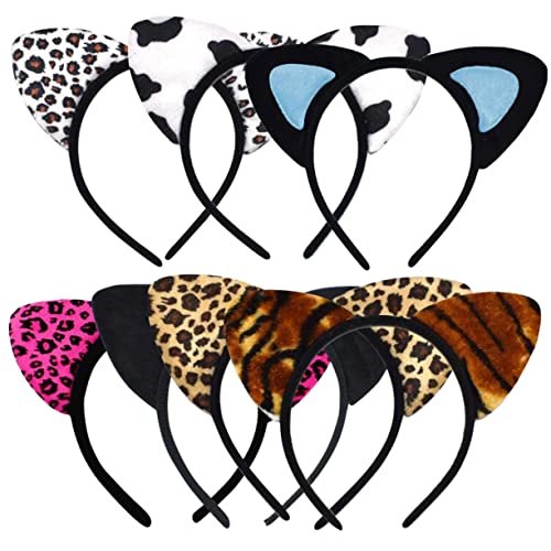 Healeved 7 Stück Teiliges Katzenohren Haarreif Niedliche Cosplay Stirnbänder Bunten Farben Süßes Party Haar Accessoire für Erwachsene und für Karneval und Kostümpartys von Healeved