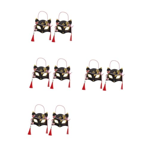 Healeved 8 Stck. Japanische Traditionelle Halbmaske Fox Mask mit Quasten für Cosplay und Kostümmaske für Maskenbälle Halloween und Karneval von Healeved