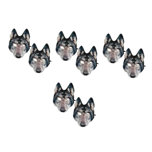 Healeved 8 Stck. Teiliges Wolf Masquerade Halbgesichtsmaske Strapazierfähigem Eva Wiederverwendbar und Stilvolle und Mysteriöse Tierkostüm Maske für Halloween Karneval Party für Erwachsene von Healeved