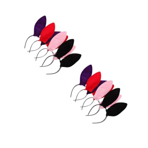 Healeved 8 Stück Teiliges Hasenohren Haarreif aus Samt Schwarze Bunny Headbands Rot Schwarz und Weicher Verstellbar für Halloween Weihnachten und Karneval Damen und Mädchen von Healeved