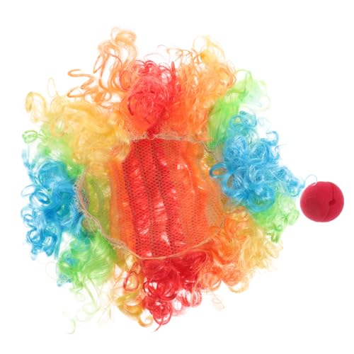 Healeved Clown Kostüm Set mit Perücke Nase Lustige Verkleidung für Halloween Karneval Kinderpartys Atmungsaktiv Einfach Anzuziehen für Cosplay Festliche Anlässe von Healeved