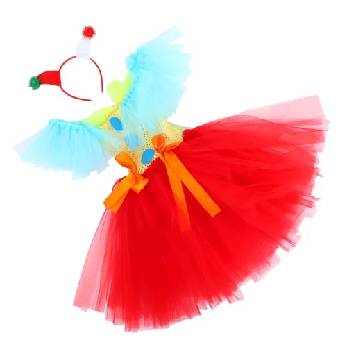 Healeved Clown Kostüm Tüllrock mit Passendem Haarband Weiches Hautfreundliches Material Atmungsaktiv für Mädchen Halloween Kostüm Party Geburtstag von Healeved