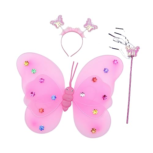 Healeved Doppelschicht -Schmetterlingsflügelspielzeug Mädchen Party Schmetterlingsflügelkostüm für Feenflügel Schmetterlinge Feenflügel verkleiden sich Stoff Rosa Healeved Doppelschicht -Schmetterlingsflügelspielzeug Mädchen Party Schmetterlingsflügelkostüm für Feenflügel Schmetterlinge Feenflügel verkleiden sich Stoff Rosa von Healeved
