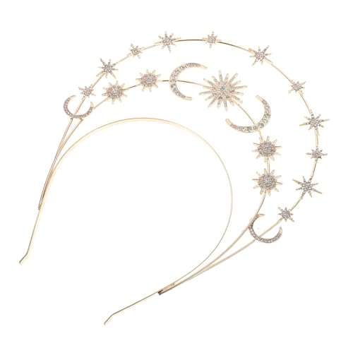 Healeved Dreistufiges Stern mond haarreif Damen Haaraccessoire Göttinnen Krone für Mädchen Eleganter Goldfarbener Kopfschmuck für Hochzeit Karneval Party Cosplay Healeved Dreistufiges Stern mond haarreif Damen Haaraccessoire Göttinnen Krone für Mädchen Eleganter Goldfarbener Kopfschmuck für Hochzeit Karneval Party Cosplay von Healeved