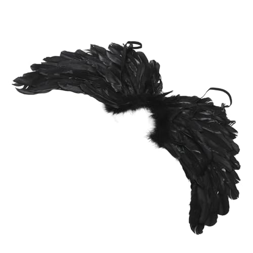 Healeved Engelsflügel Kostüm für Halloween Schwarze Cosplay Flügel für Bühnenaufführungen Hochwertige Kostümzubehör für Partys und Karneval Attraktives Fotorequisit für Kreative Auftritte von Healeved