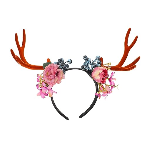 Healeved Extravagantes Weihnachts Rentier Stirnband mit Beeren und Blättern Charmante Haardekoration für Weihnachten und Partys für Erwachsene und Geeignet von Healeved