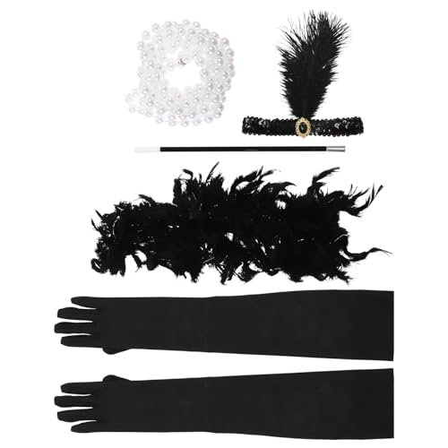 Healeved Flapper Kopfschmuck Jahre Damen Kostüm Stirnband Perlenkette Lange Handschuhe Schal Vintage Party Accessoires Elegant Leicht Healeved Flapper Kopfschmuck Jahre Damen Kostüm Stirnband Perlenkette Lange Handschuhe Schal Vintage Party Accessoires Elegant Leicht von Healeved