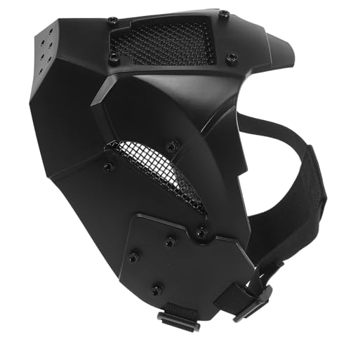 Healeved Futuristische Halbgesichtsmaske aus Robustem Eisen mit Offenem Atemdesign Komfortabel für Halloween und Gothic Cosplay Inklusive Praktischem Helmständer für Erwachsene von Healeved