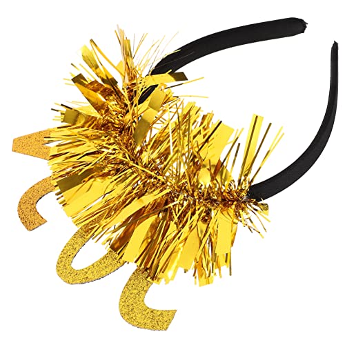 Healeved Glitzerndes Neujahr Haarreif Festlicher Gold Kopfschmuck Silvester Party Accessoire Lustiges Foto Requisiten Stirnband für Jahreswechsel Feier von Healeved